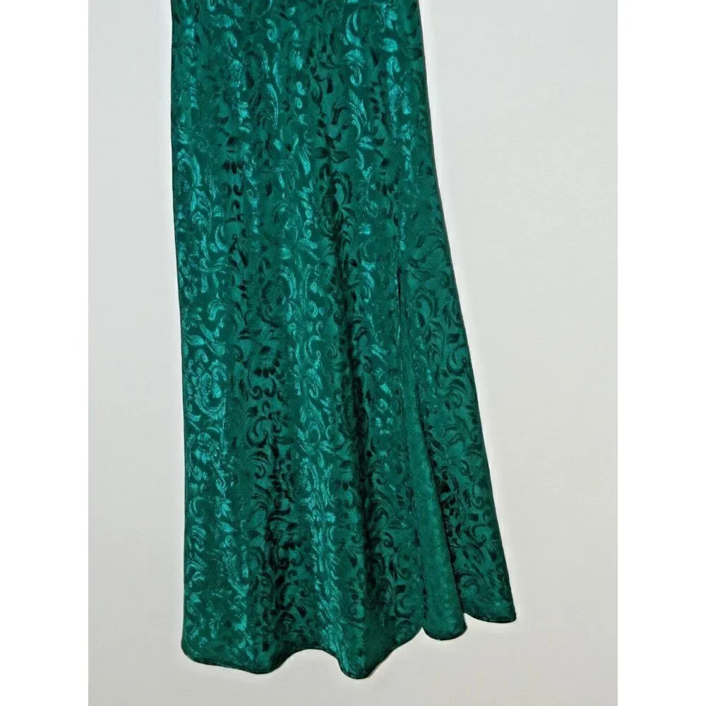 Victoria's‎ Secret Nightgown Slip Dress Medium Vintage Gold  Green Satin Beaded